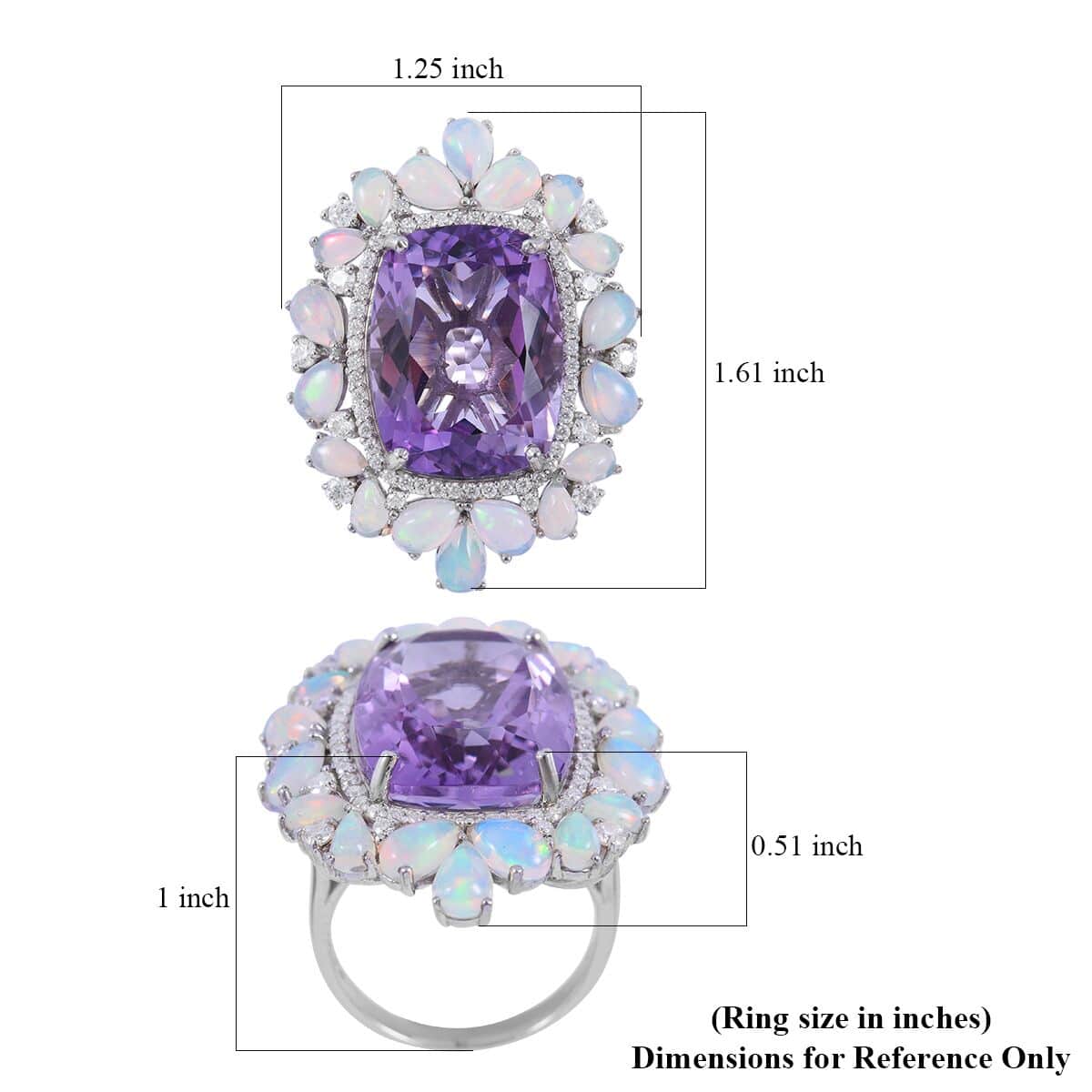 AAA Rose De France Amethyst and Multi Gemstone Ring in Platinum Over Sterling Silver (Size 6.0) 23.85 ctw image number 4