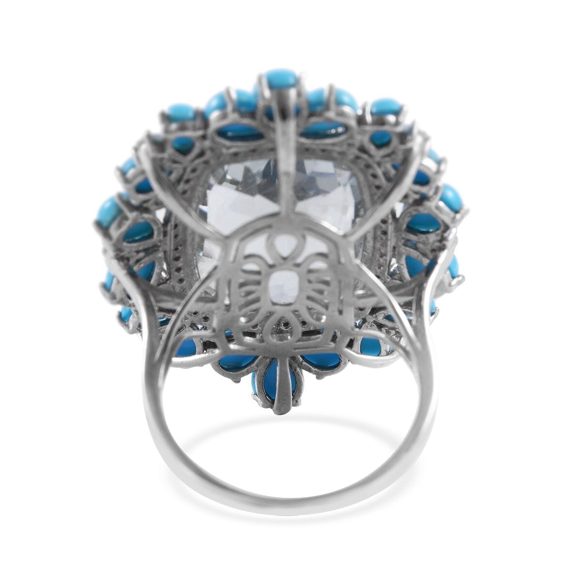 AAA Montezuma Prasiolite and Multi Gemstone Ring in Platinum Over Sterling Silver (Size 6.0) 25.65 ctw image number 3