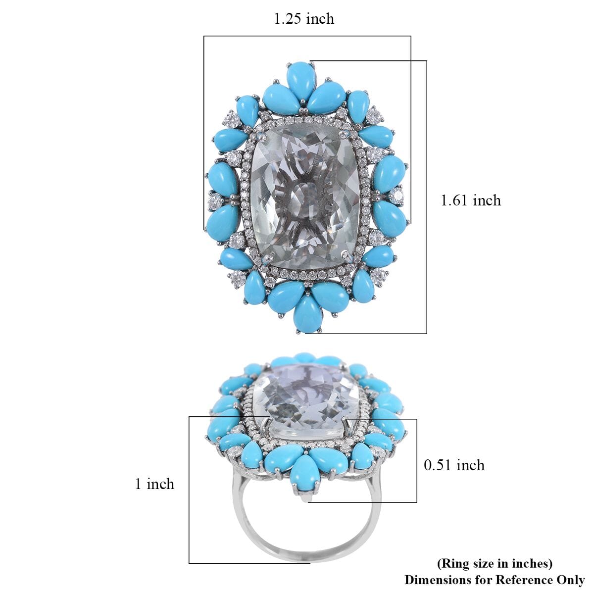 AAA Montezuma Prasiolite and Multi Gemstone Ring in Platinum Over Sterling Silver (Size 6.0) 25.65 ctw image number 4