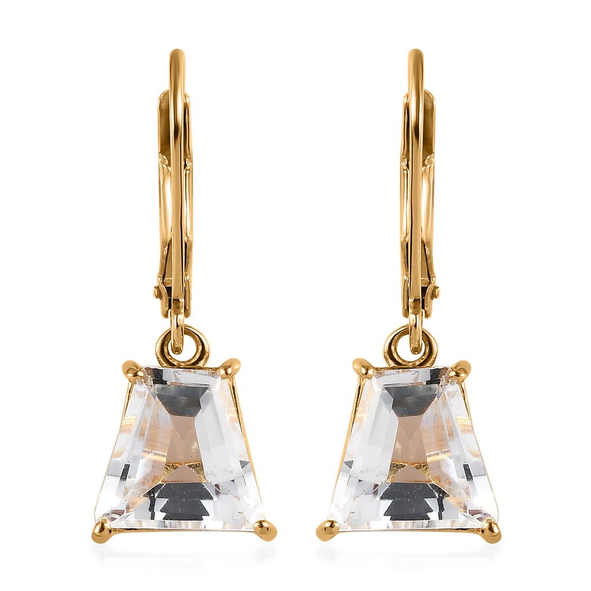 White Topaz Lever Back Earrings in Vermeil Yellow Gold Over Sterling Silver 6.65 ctw image number 0