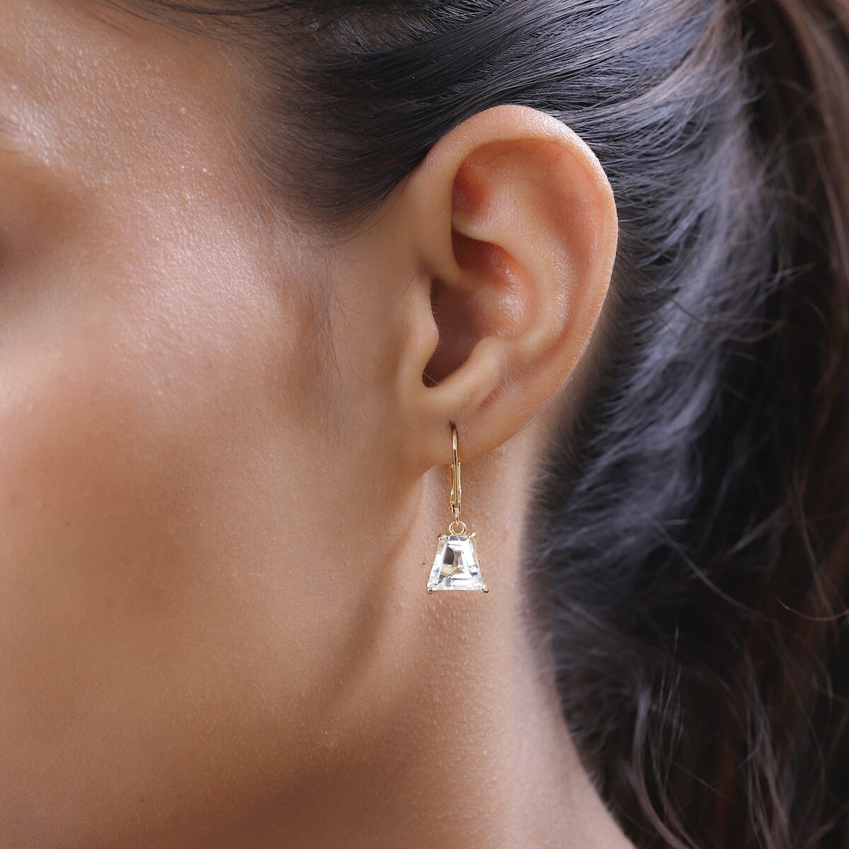 White Topaz Lever Back Earrings in Vermeil Yellow Gold Over Sterling Silver 6.65 ctw image number 2