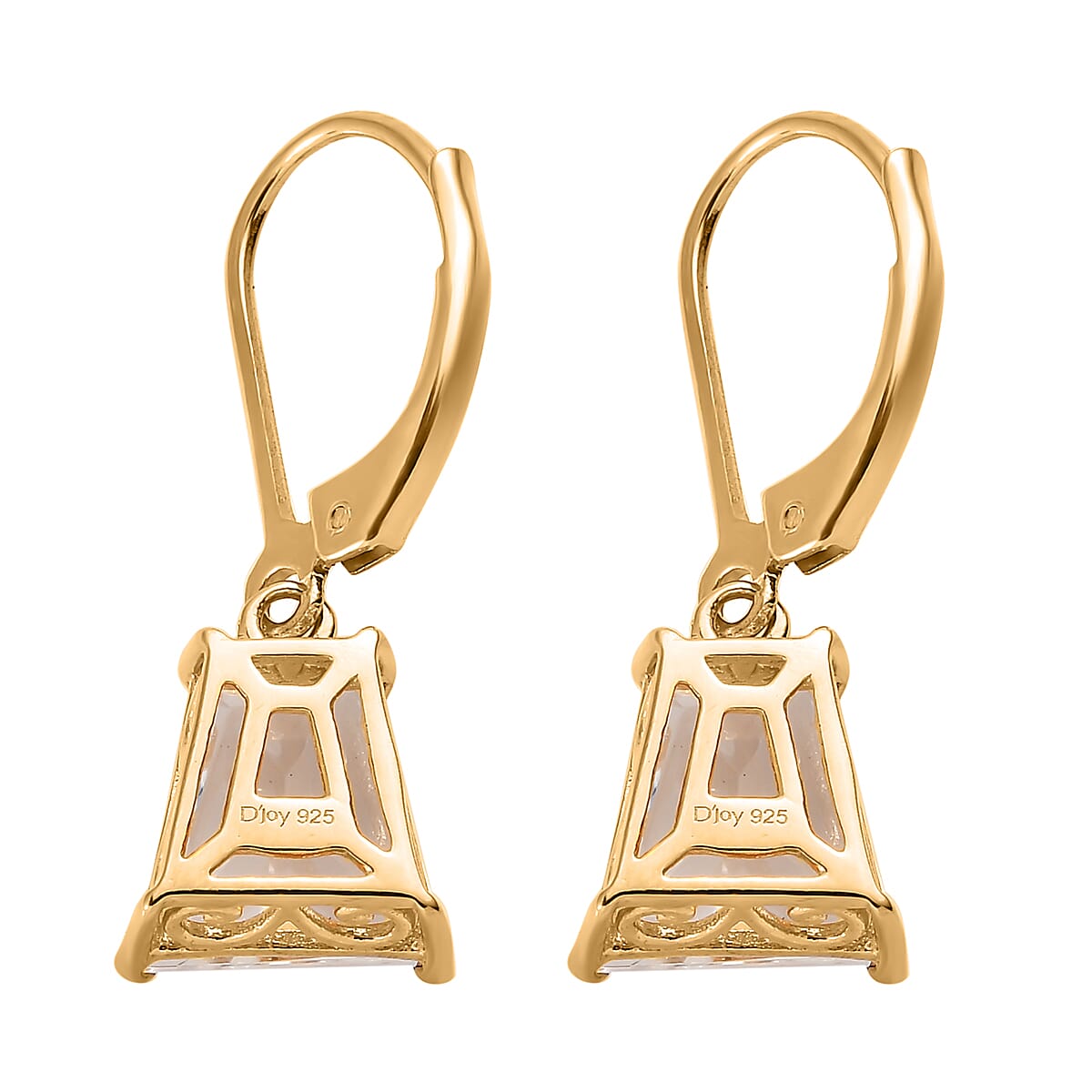 White Topaz Lever Back Earrings in Vermeil Yellow Gold Over Sterling Silver 6.65 ctw