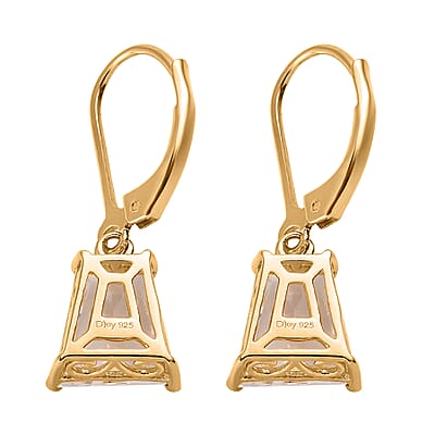 White Topaz Lever Back Earrings in Vermeil Yellow Gold Over Sterling Silver 6.65 ctw