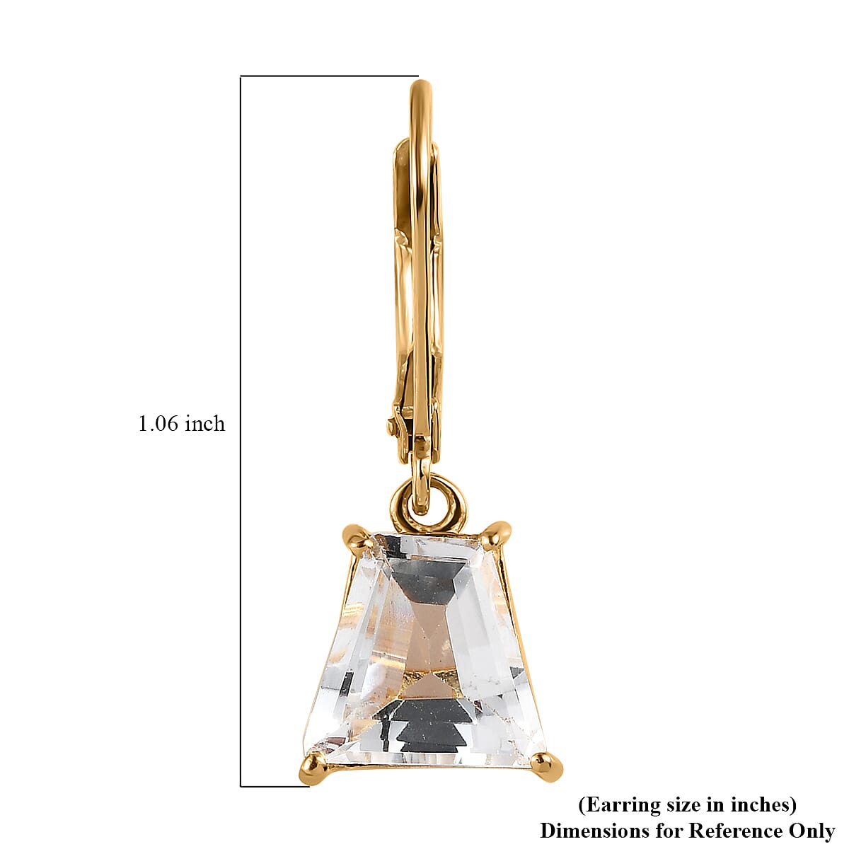 White Topaz Lever Back Earrings in Vermeil Yellow Gold Over Sterling Silver 6.65 ctw