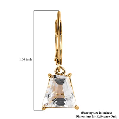 White Topaz Lever Back Earrings in Vermeil Yellow Gold Over Sterling Silver 6.65 ctw