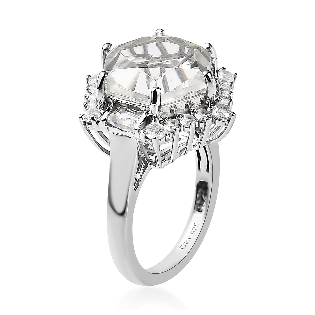 White Topaz Ring in Platinum Over Sterling Silver 5.50 ctw image number 3