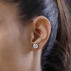 White Topaz Solitaire Stud Earrings in Platinum Over Sterling Silver 4.75 ctw