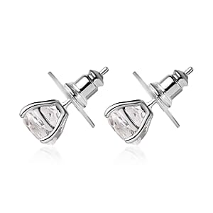 White Topaz Solitaire Stud Earrings in Platinum Over Sterling Silver 4.75 ctw