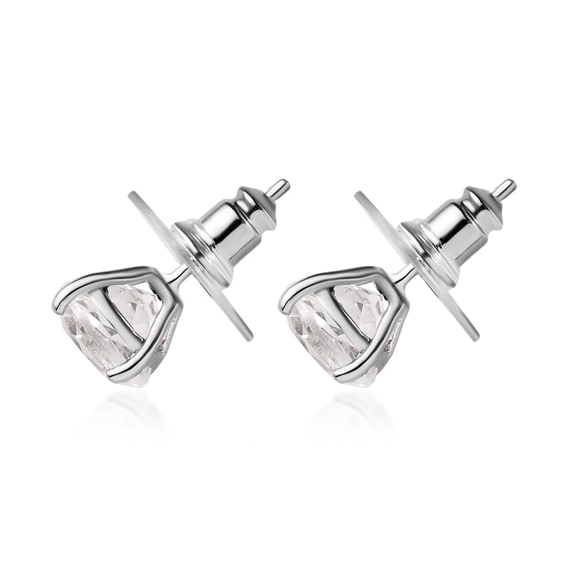 White Topaz Solitaire Stud Earrings in Platinum Over Sterling Silver 4.75 ctw