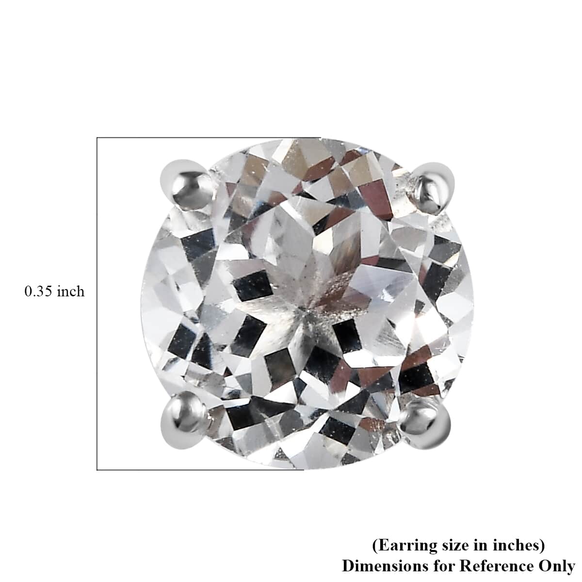 White Topaz Solitaire Stud Earrings in Platinum Over Sterling Silver 5.15 ctw image number 4