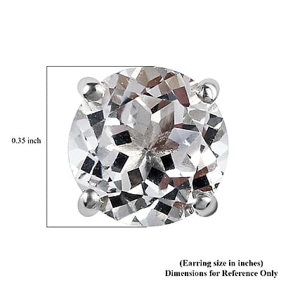 White Topaz Solitaire Stud Earrings in Platinum Over Sterling Silver 4.75 ctw