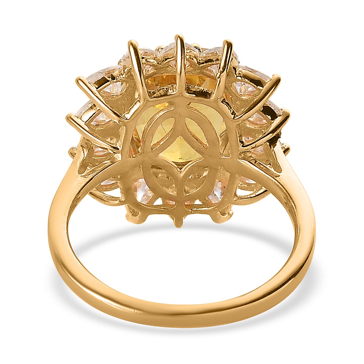 Brazilian Golden Apatite and Moissanite Sunburst Ring in Vermeil Yellow Gold Over Sterling Silver (Size 7.0) 6.50 ctw image number 4