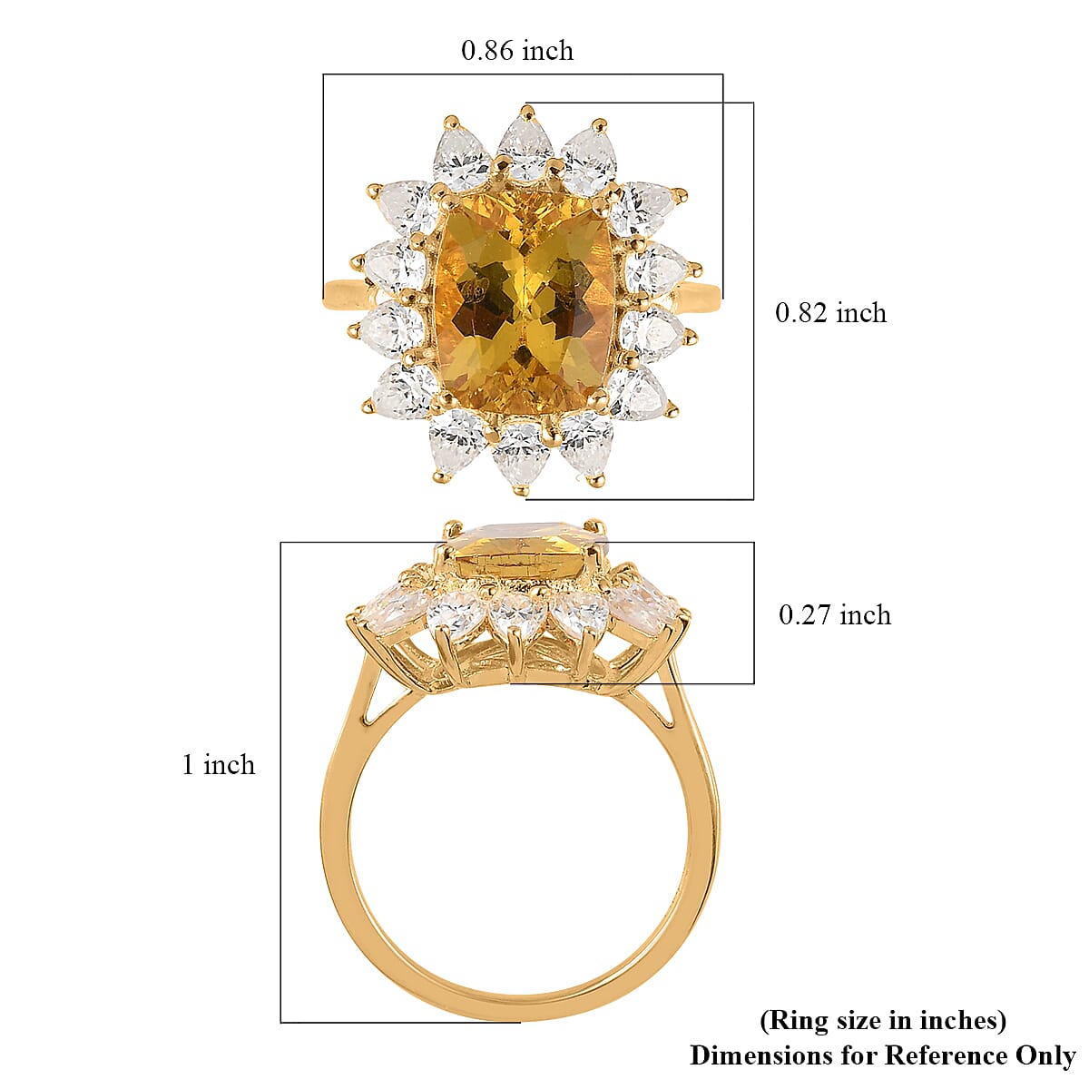 Brazilian Golden Apatite and Moissanite Sunburst Ring in Vermeil Yellow Gold Over Sterling Silver (Size 7.0) 6.50 ctw image number 5