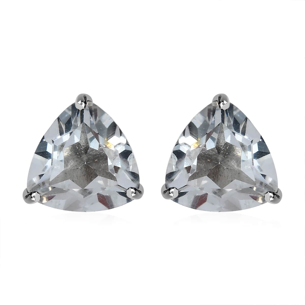 White Topaz Stud Earrings in Platinum Over Sterling Silver 6.25 ctw image number 0