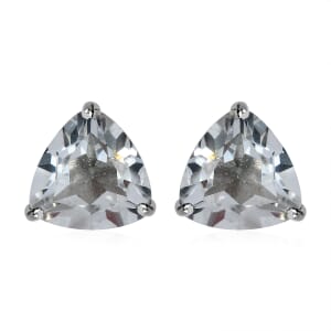 White Topaz Stud Earrings in Platinum Over Sterling Silver 5.90 ctw