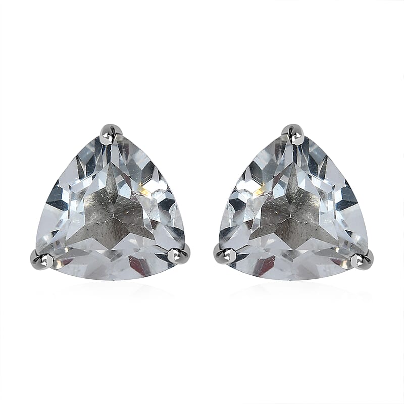 White Topaz Stud Earrings in Platinum Over Sterling Silver 5.90 ctw