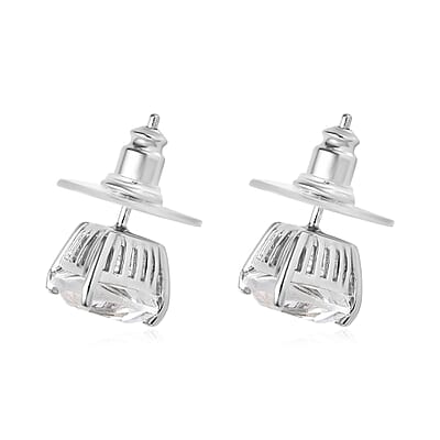 White Topaz Stud Earrings in Platinum Over Sterling Silver 5.90 ctw