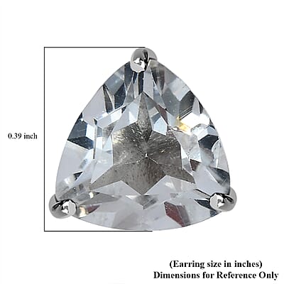 White Topaz Stud Earrings in Platinum Over Sterling Silver 5.90 ctw