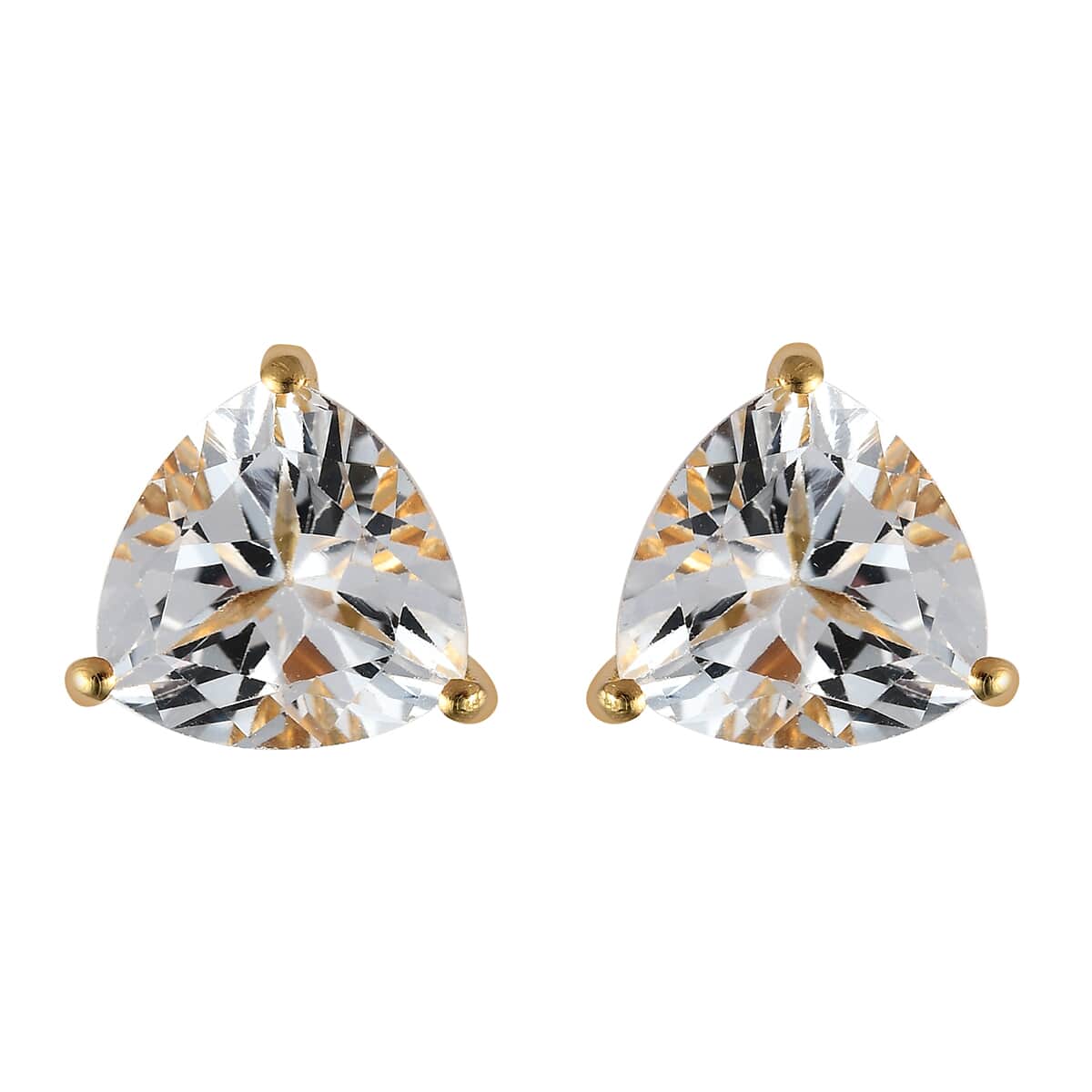 White Topaz Stud Earrings in Vermeil Yellow Gold Over Sterling Silver 5.65 ctw image number 0