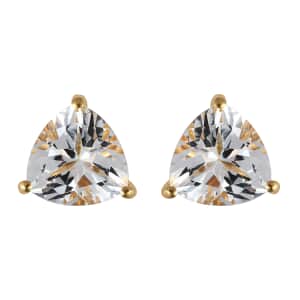 White Topaz Stud Earrings in Vermeil Yellow Gold Over Sterling Silver 5.65 ctw
