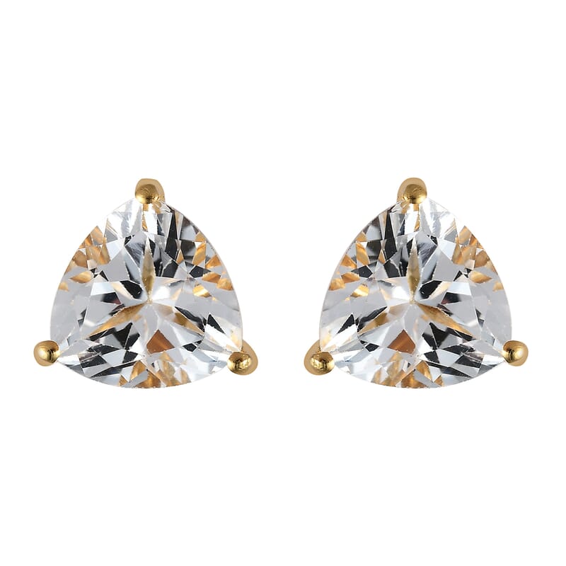 White Topaz Stud Earrings in Vermeil Yellow Gold Over Sterling Silver 5.65 ctw