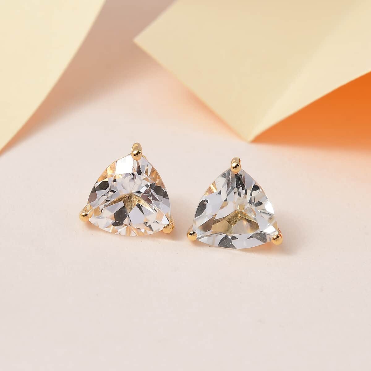 White Topaz Stud Earrings in Vermeil Yellow Gold Over Sterling Silver 5.65 ctw image number 1