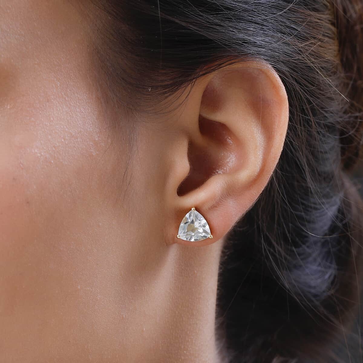 White Topaz Stud Earrings in Vermeil Yellow Gold Over Sterling Silver 5.65 ctw image number 2