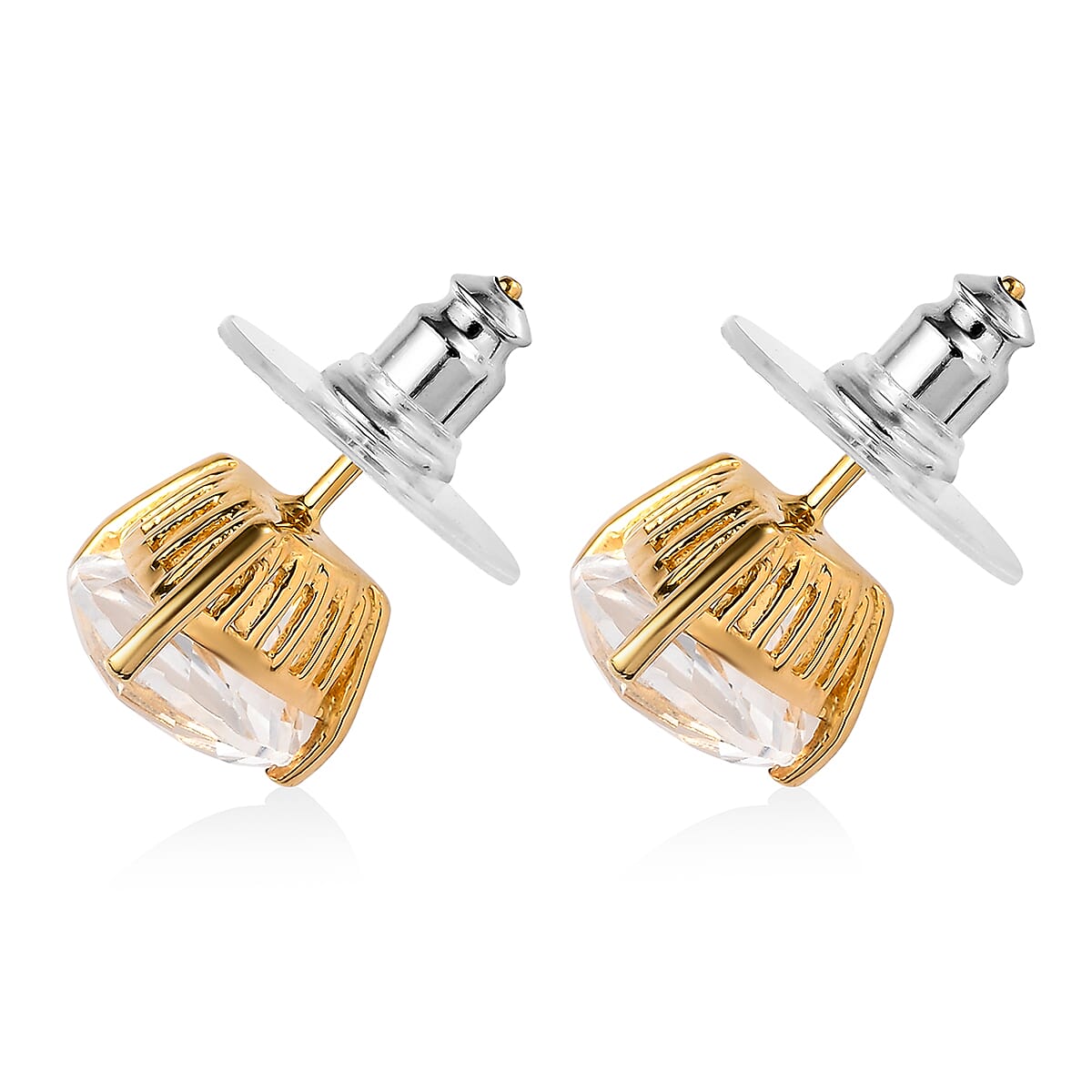 White Topaz Stud Earrings in Vermeil Yellow Gold Over Sterling Silver 5.65 ctw