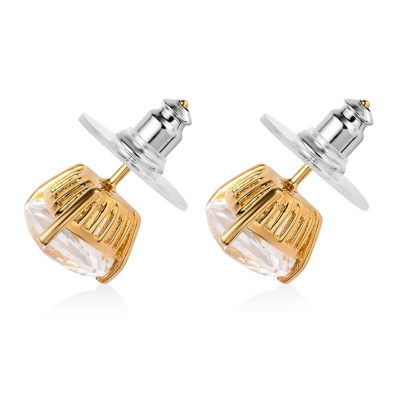 White Topaz Stud Earrings in Vermeil Yellow Gold Over Sterling Silver 5.65 ctw