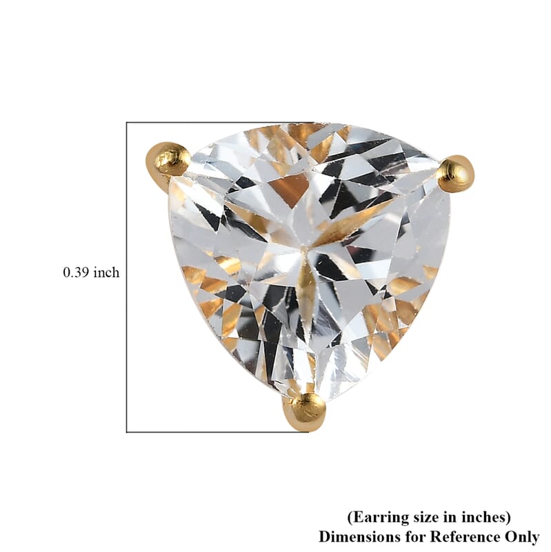 White Topaz Stud Earrings in Vermeil Yellow Gold Over Sterling Silver 5.65 ctw