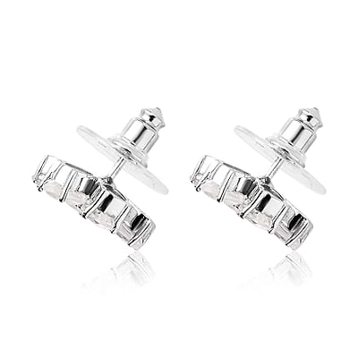 White Topaz 6.15 ctw Floral Stud Earrings in Platinum Over Sterling Silver
