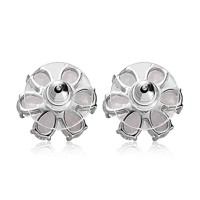 White Topaz 6.15 ctw Floral Stud Earrings in Platinum Over Sterling Silver