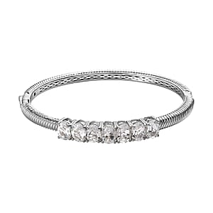 Karis White Topaz Bangle Bracelet in Platinum Bond (7.25 In) 11.40 ctw