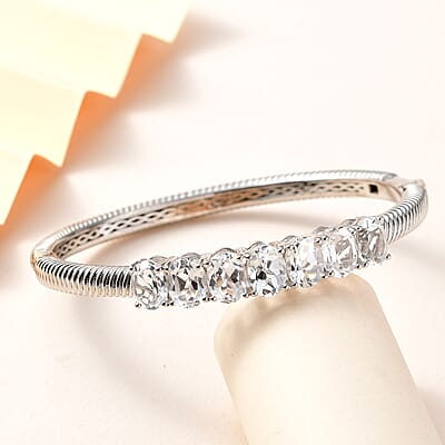 Karis White Topaz Bangle Bracelet in Platinum Bond (7.25 In) 11.40 ctw