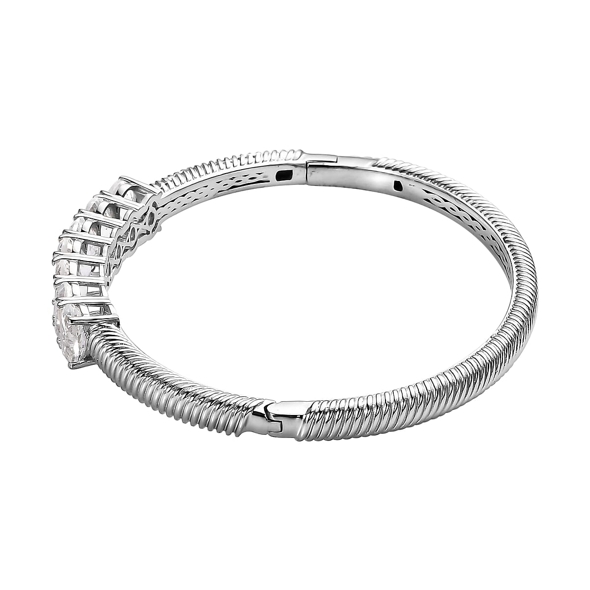 Karis White Topaz Bangle Bracelet in Platinum Bond (7.25 In) 11.40 ctw image number 3