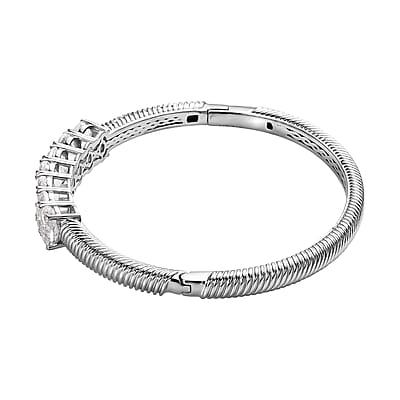 Karis White Topaz Bangle Bracelet in Platinum Bond (7.25 In) 11.40 ctw