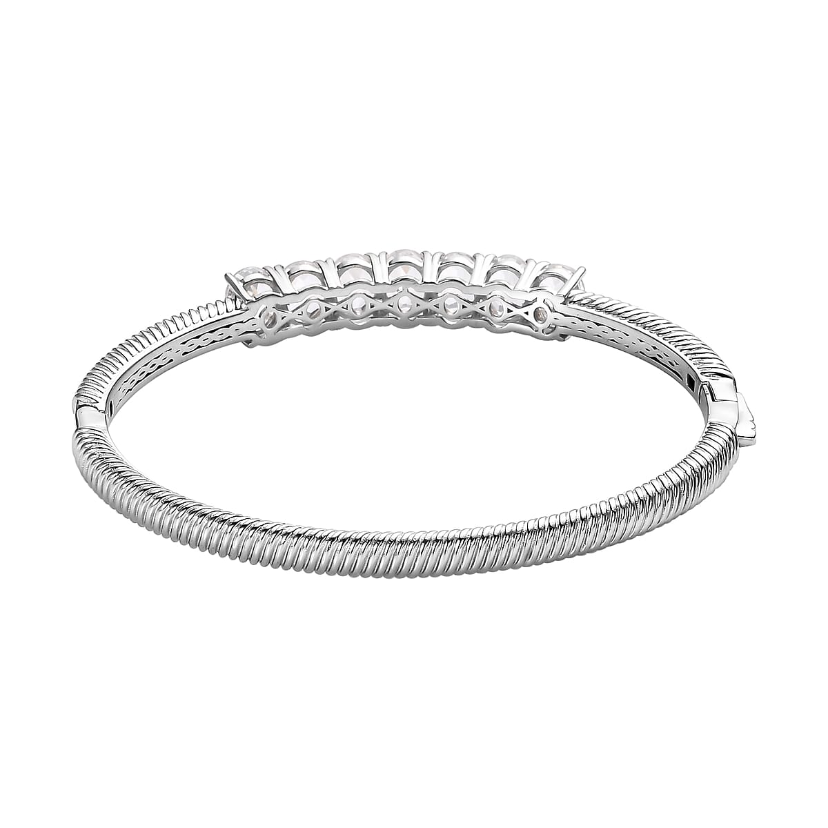 Karis White Topaz Bangle Bracelet in Platinum Bond (7.25 In) 11.40 ctw image number 4