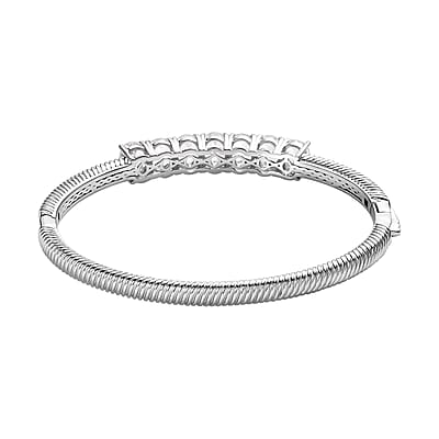 Karis White Topaz Bangle Bracelet in Platinum Bond (7.25 In) 11.40 ctw