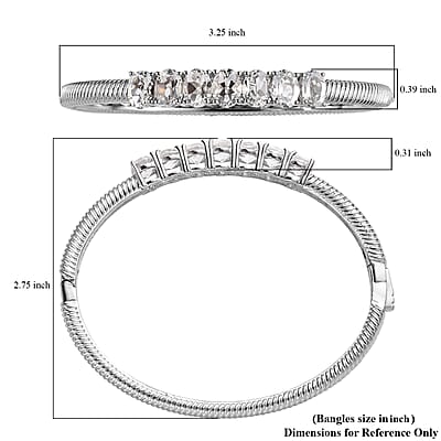 Karis White Topaz Bangle Bracelet in Platinum Bond (7.25 In) 11.40 ctw