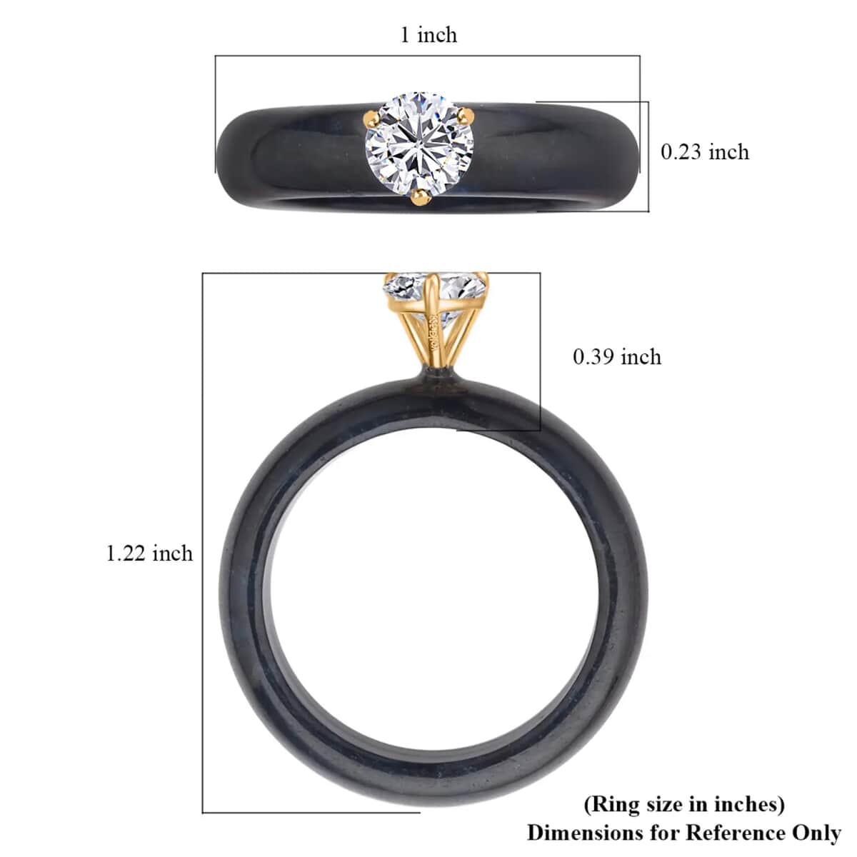 Moissanite and Black Jade (D) Ring in Vermeil Yellow Gold Over Sterling Silver 17.40 ctw (Delivery in 7-10 Business Days) image number 6