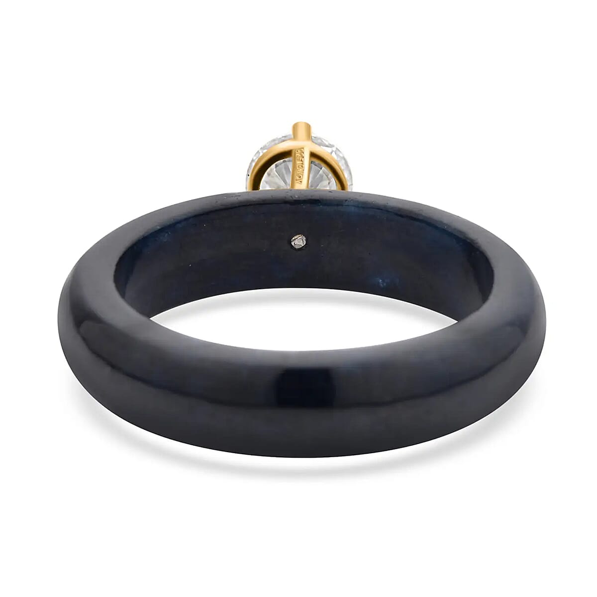 Moissanite and Black Jade (D) 10.30 ctw Band Ring in Vermeil YG Over Sterling Silver (Size 6.0) image number 5