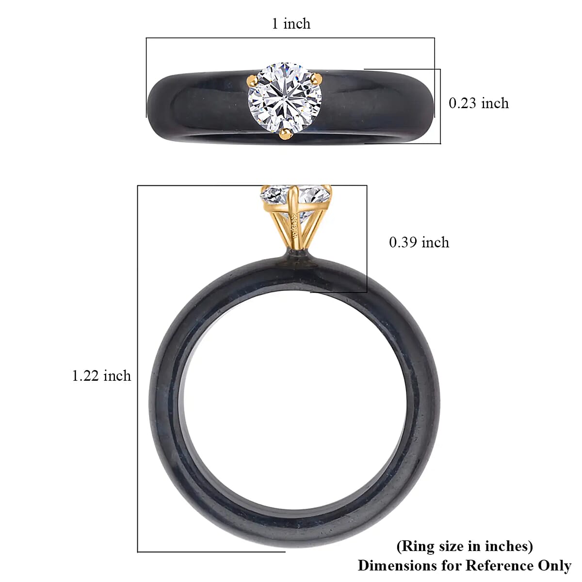 Moissanite and Black Jade (D) 10.30 ctw Band Ring in Vermeil YG Over Sterling Silver (Size 6.0) image number 6