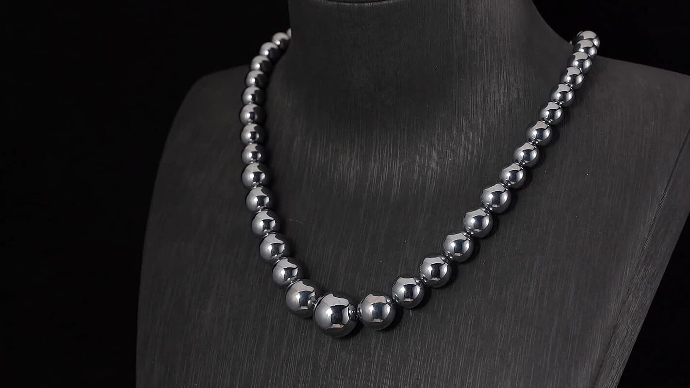 Beads Necklace, Terahertz Beads Necklace, Graduation Necklace, Sterling Silver Necklace For Women, Princess Length Necklace, with Magnetic Lock Necklace 182.50 ctw