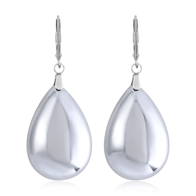 Terahertz Pear Shape Earrings in Stainless Steel 57.50 ctw
