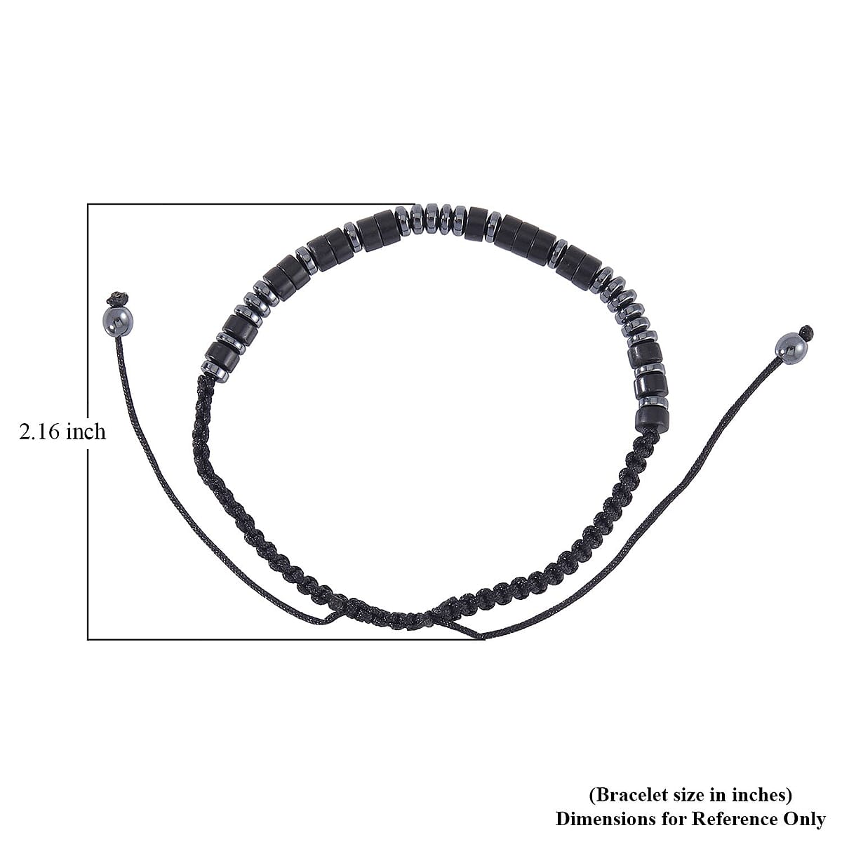 Hematite and Black Obsidian Beaded Always in My Heart Morse Code Bracelet Natural Cotton Cord Thread (Adjustable) 13.00 ctw image number 6