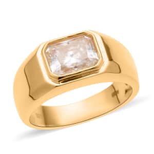 Radiant Cut Moissanite Men's Ring in Vermeil Yellow Gold Over Sterling Silver 2.35 ctw