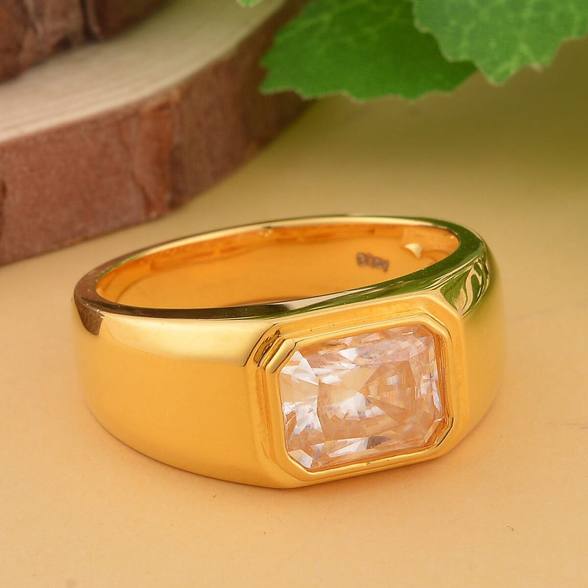 Radiant Cut Moissanite Men's Ring in Vermeil Yellow Gold Over Sterling Silver (Size 12.0) 2.35 ctw image number 1