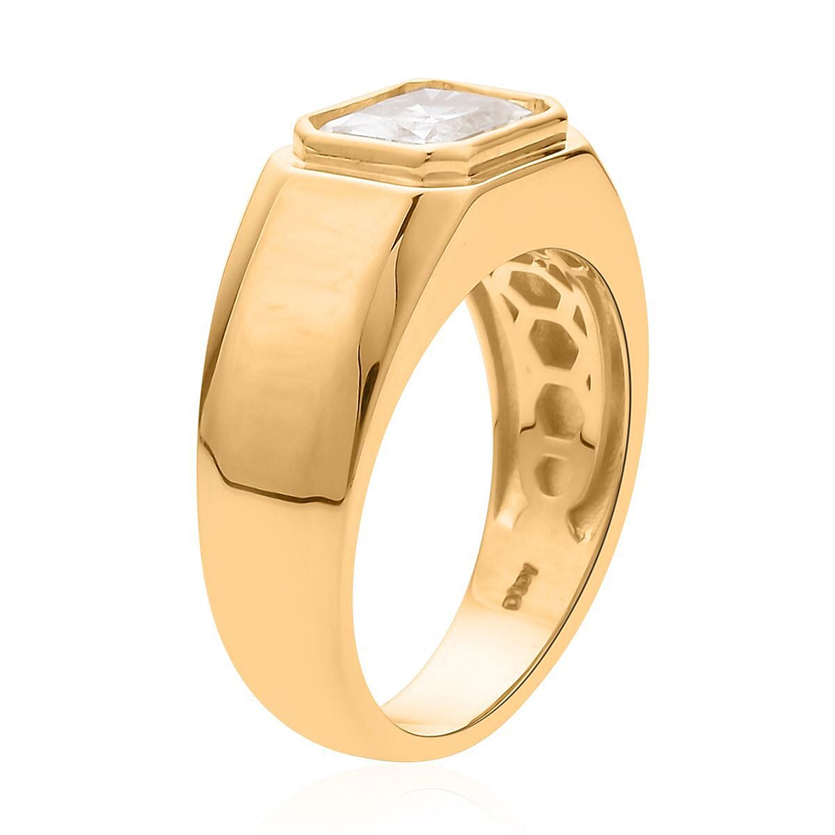 Radiant Cut Moissanite Men's Ring in Vermeil Yellow Gold Over Sterling Silver (Size 12.0) 2.35 ctw image number 3