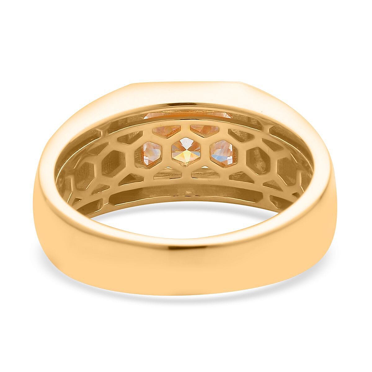 Radiant Cut Moissanite Men's Ring in Vermeil Yellow Gold Over Sterling Silver (Size 12.0) 2.35 ctw image number 4