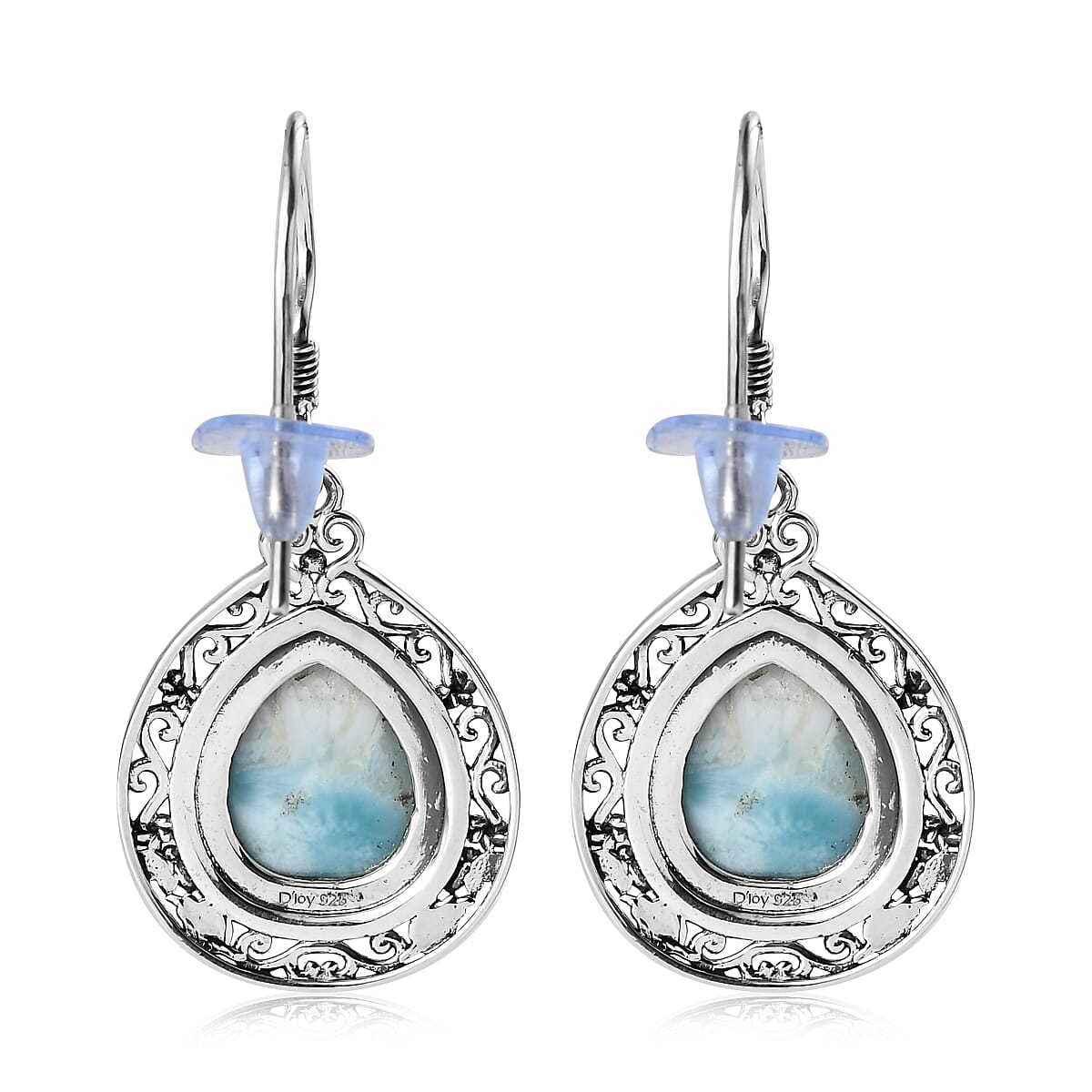 Artisan Crafted Larimar Earrings in Sterling Silver 10.85 ctw